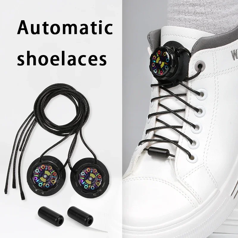 1 Paar neue automatische Schnürsenkel ohne Krawatte, dickes Seil, drehbare Schnalle, einfach passende Schnürsenkel für Turnschuhe, Erwachsene und Kinder, Schuhzubehör