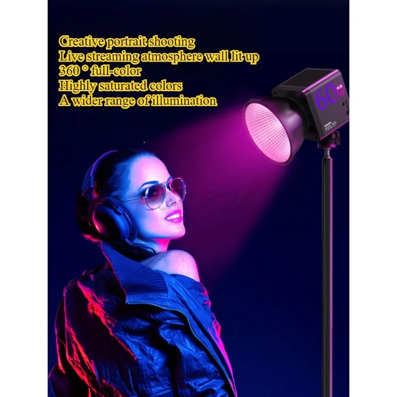 60W Outdoor Handheld Portable LED Stage Lighting COB RGB Video Professional Photography RGB Fill Light