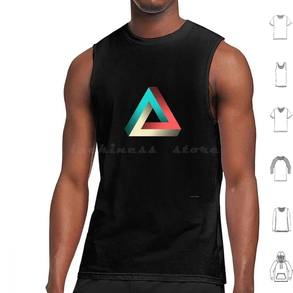 Impossible Penrose Illusion Design Tank Tops Print Cotton Impossible Penrose Optical Illusion Magic Shape Minimal