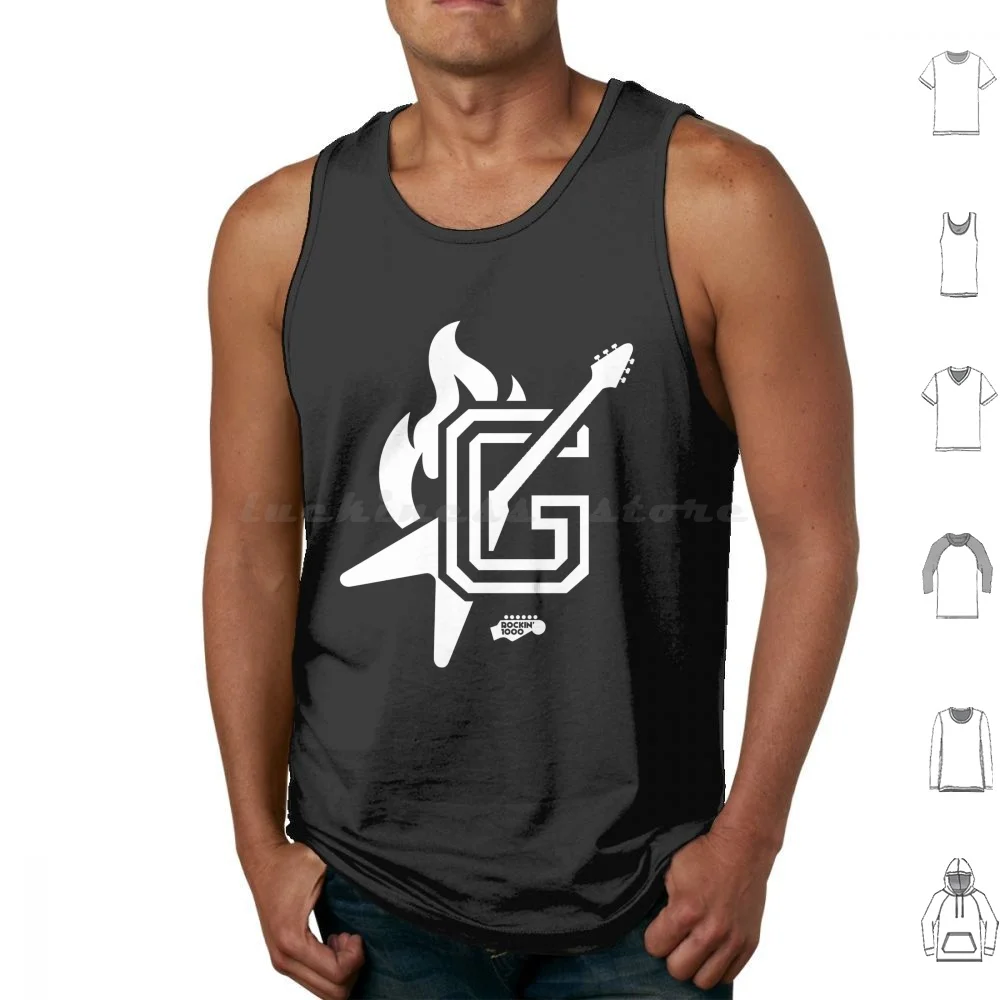 Rockin'1000 Guitar Heroes Tank Tops Vest Sleeveless Rockin1000 Band Music Band Black And White Guitar Guitarist