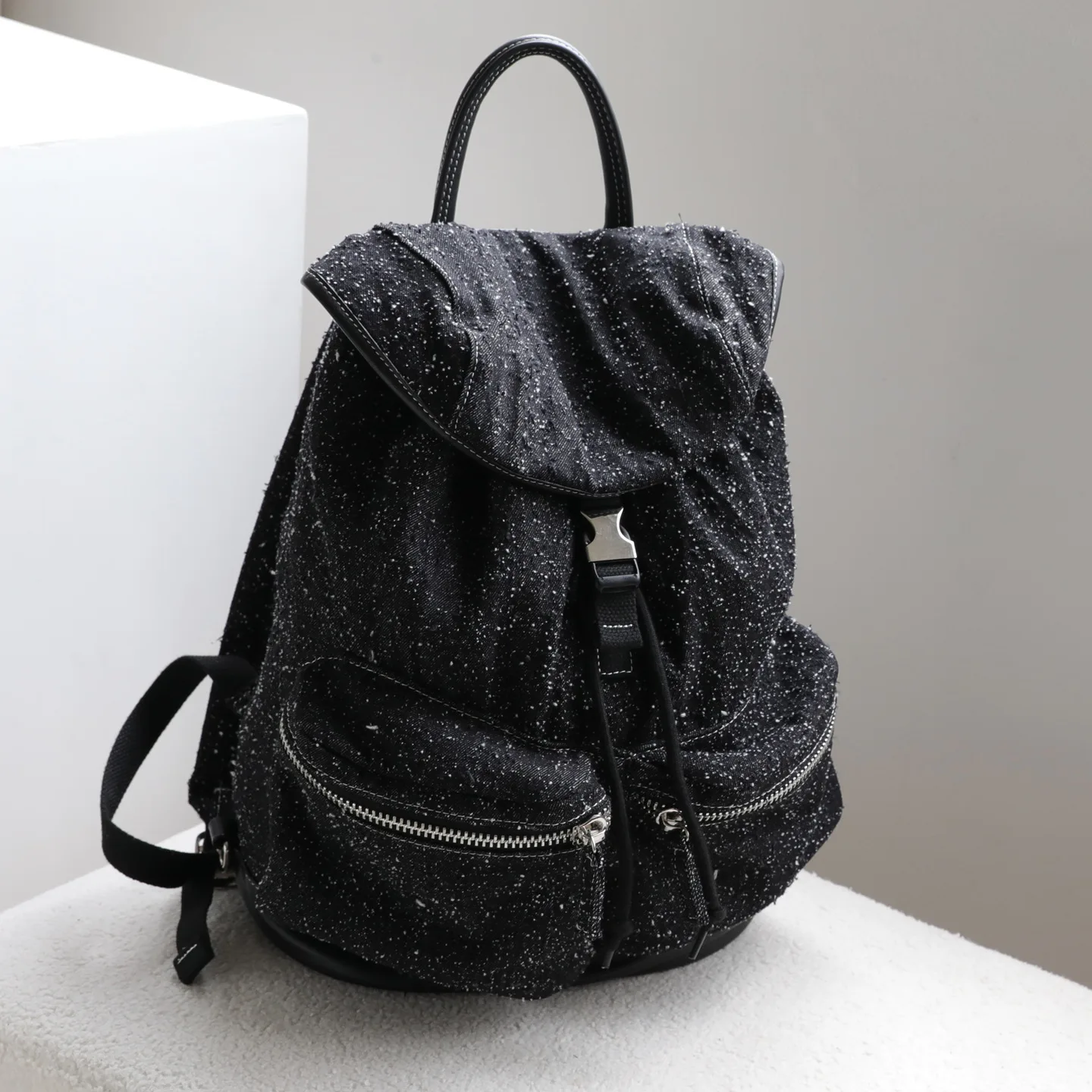 

FIRMRANCH 2026 New Casual Large Capacity Fashionable Lightweight Snowflake Denim Women's Travel Backpack Student Schoolbag