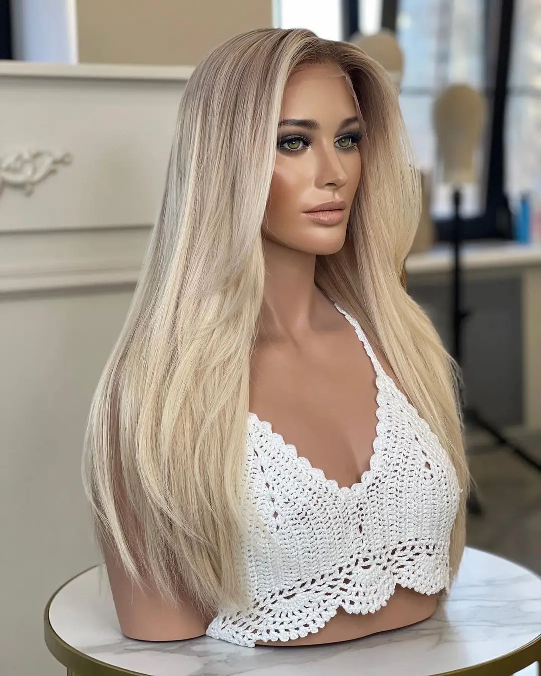 

Pre Plucked 13x6 Blonde Lace Front Wig Human Hair Ombre Straight Short Bob Human Hair Wigs HD Transparent 360 Lace Frontal Wig