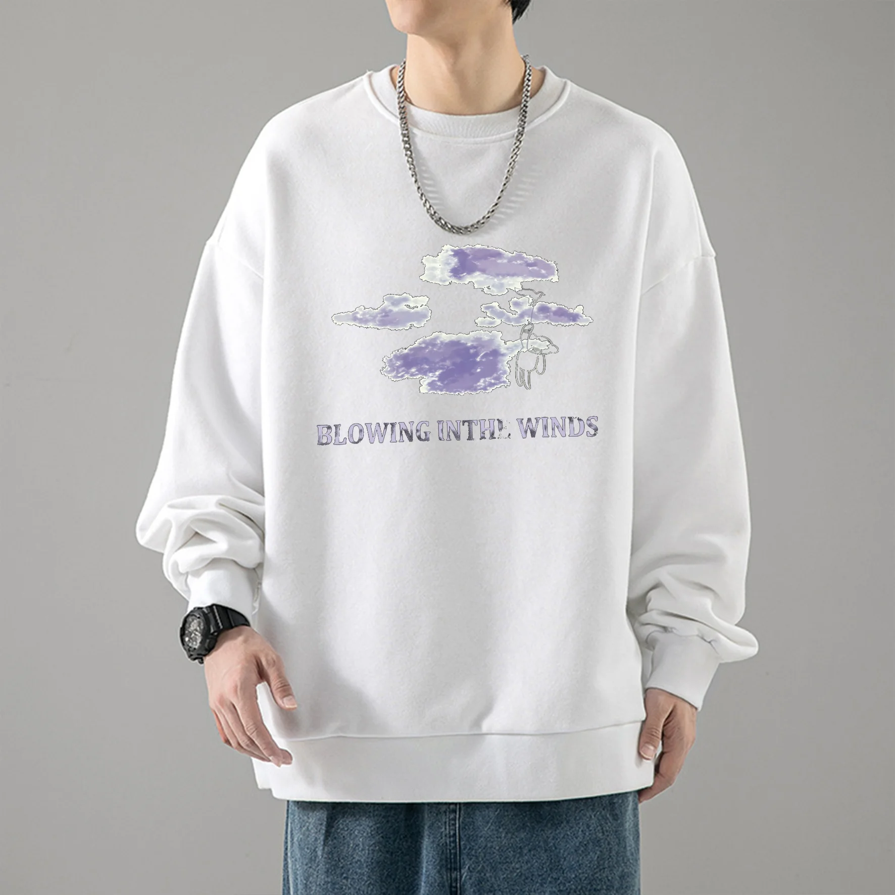 T shirt for men Anime Dark Cross Print Long Sleeve Tee men Autumn Vintage Y2k Streetwear Graphic Tshirts High Street Tee Men Top