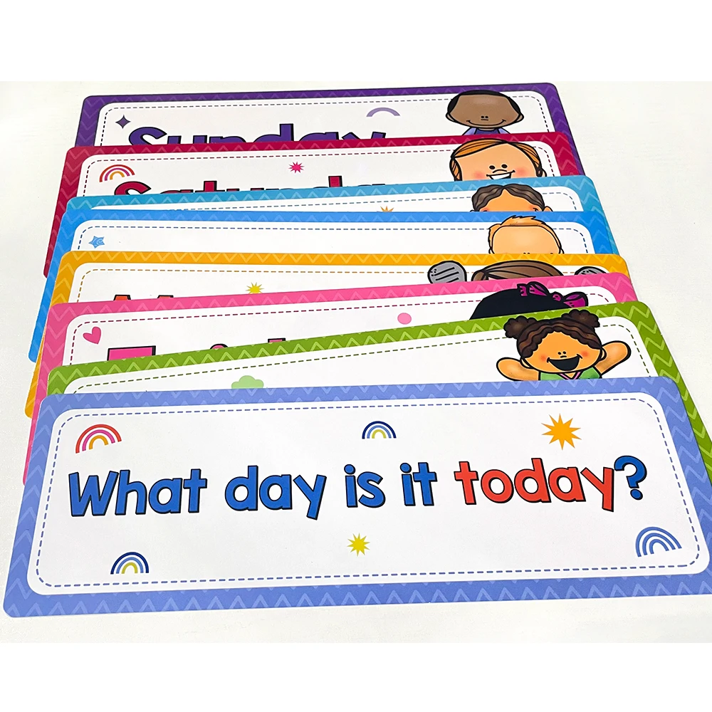 Day of The Week Learning Flashcards Teaching Aids Kids Homeschool Supplies English Cards Classroom Decoration Children Toys