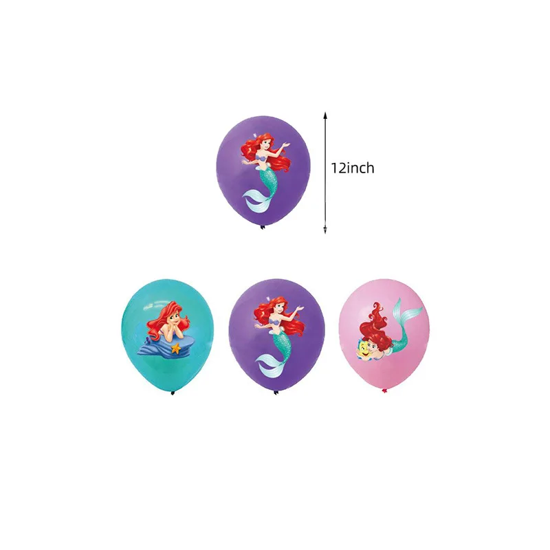 The Little Mermaid Birthday Decoration Party Balloon Plate Cup Tablecloth Banner Princess Ariel Mermaid Party Supplies For Kids
