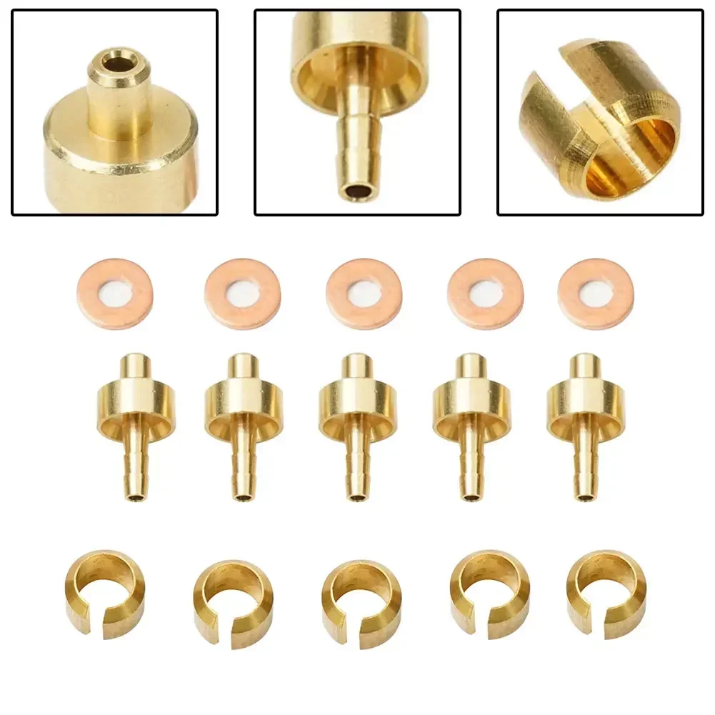 5Set Olive Oil Naald Head Metal Five Line Bodys Olive Sleeve For HOPE TECH3 V4/E4/X2 Model Hose Inserts Gold Bicycle Accessories