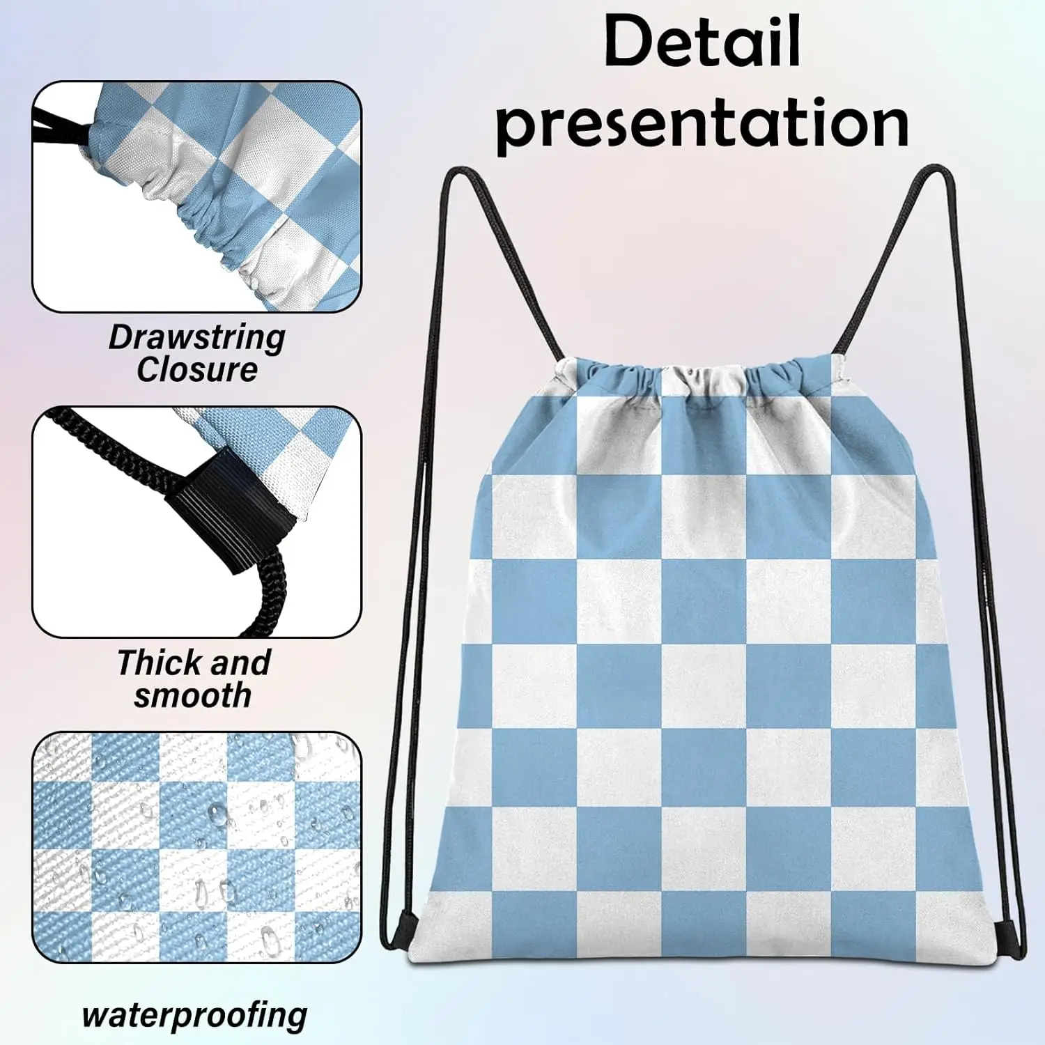 Drawstring Backpack String Sports Bags for Swimming Waterproof Aesthetic Sackpack for Unisex Women Beach