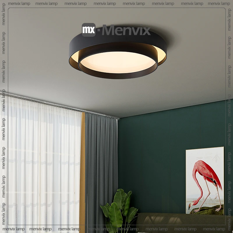 Imagem -05 - Menvix-modern Led Luzes de Teto Branco Preto Sala de Estar Quarto Jantar Lâmpada Interior Redondo Luminárias Quadradas