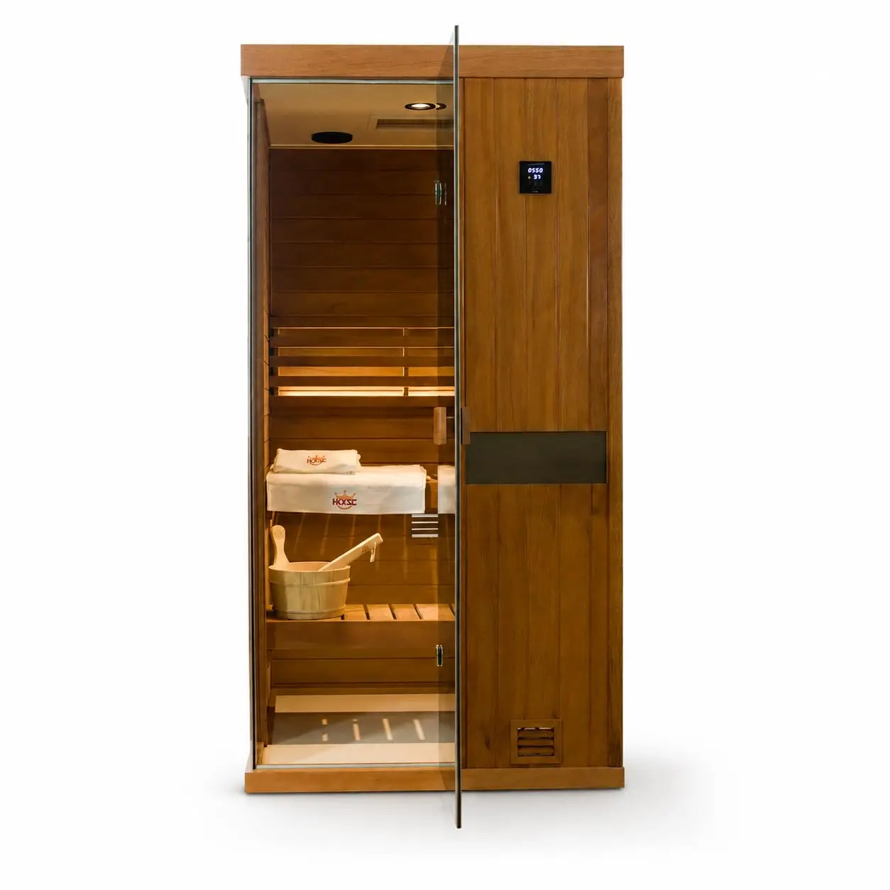 Steam Sauna 1 Person, African Mahogany Wood Indoor Sauna with red Light Therapy ＆ Negative ions for Personal,, Customized