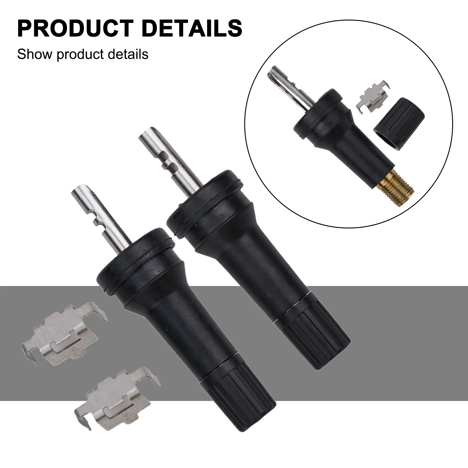 2pcs TPMS Tire Pressure Sensor Valve Stem Service Kit 13g Black Car Accessory Diameter Of 11.5mm Tire Pressure Monitoring