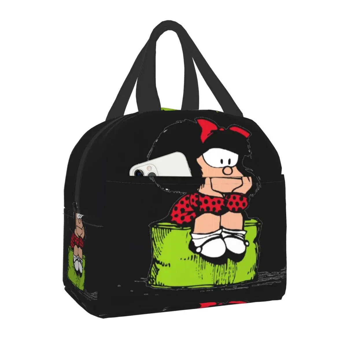 Mafalda Tragbare Lunchbox Quino Comic-Kühler, thermische Lebensmittel-isolierte Lunchtasche für Damen, Kinder, Schulkinder, Multifunktionstaschen