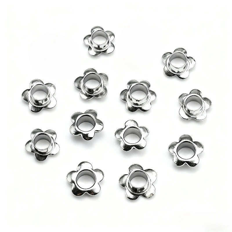 

130Pcs Silver Flower Eyelets, for DIY Tag Decor, Versatile, Personalized Leather Tag Accessories