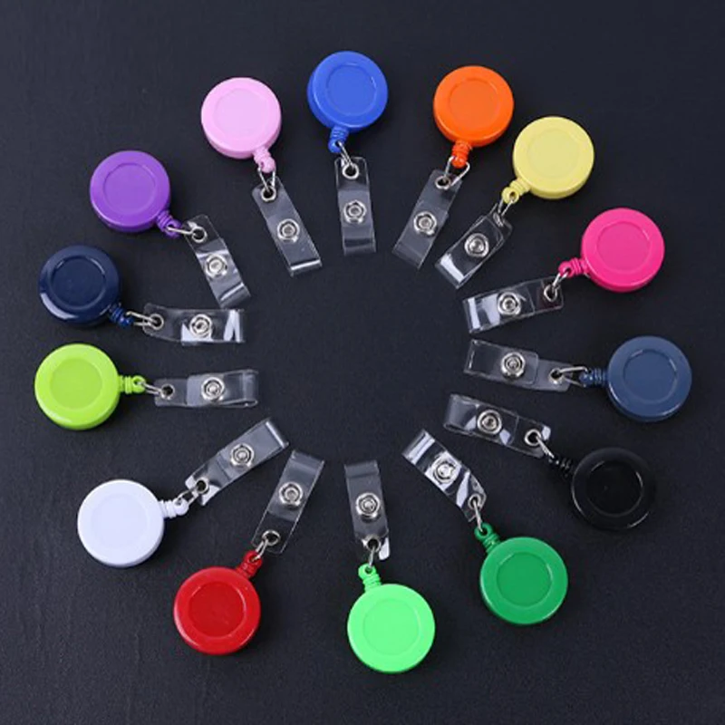 10 Pcs Retractable Pull Badge ID Lanyard Name Card Holder Neck Strap Lightweight Key Ring Clips Necklace Hanging Rope Reels