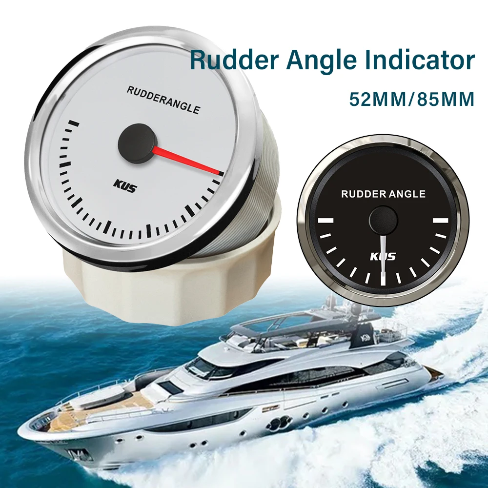 KUS Universal Boat 52mm 85mm Rudder Angle Indicator Gauge 12/24V for Boat Yacht Rudder Sensor Red/Yellow Backlight