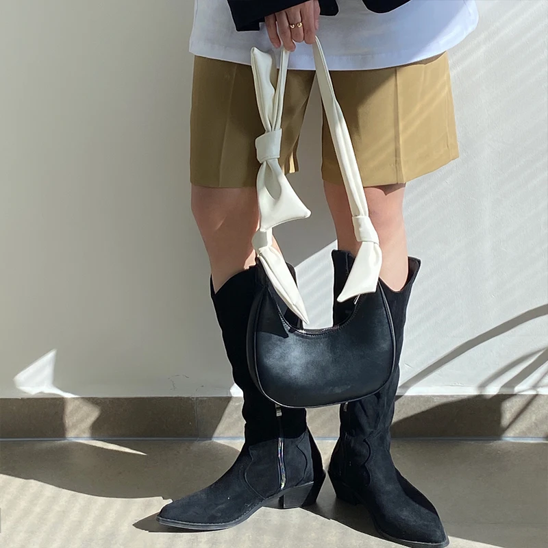 

Commuting and Leisure Stylish Crescent-Shaped Handbag with Bow Detail Perfect for Spring and Summer Casual Outings