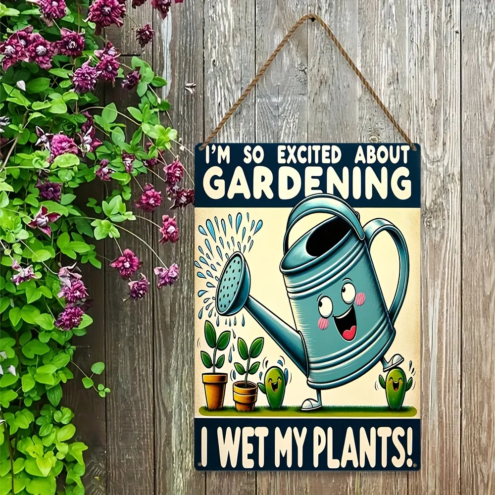 Funny Gardening Enthusiast Sign-Metal Art Poster with Vibrant Colors, Apartment Decor for Plant Lovers- Durable, Water-Resistant