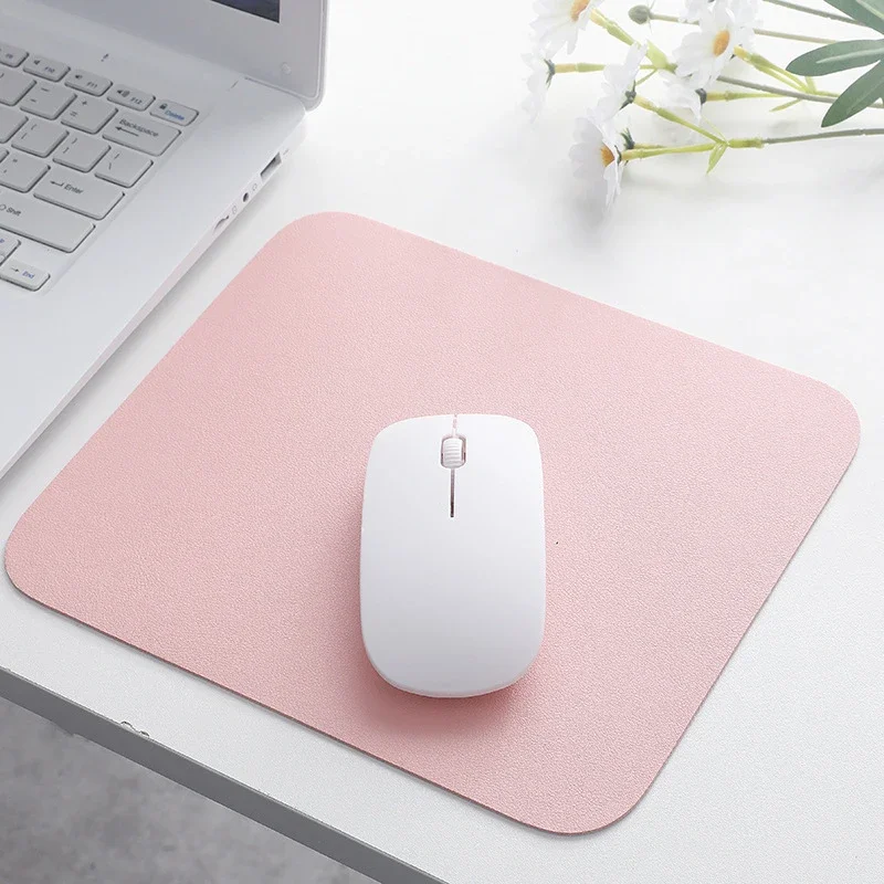 21*25cm couro do plutônio suave mouse pad simples cor sólida mouse pad antiderrapante à prova dwaterproof água mouse pad escola escritório acessórios de mesa