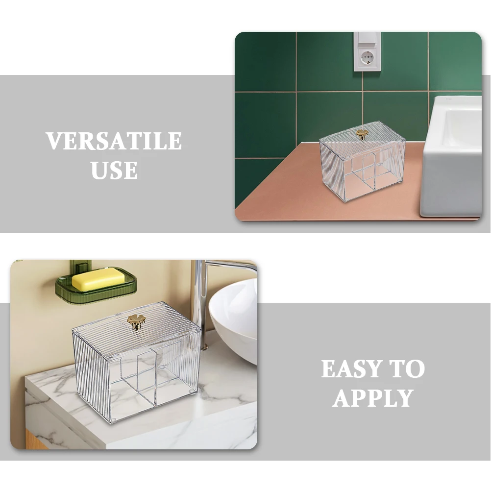 

2 Pcs Storage Box Cotton Swabs Countertop Makeup Organizers Container Desk Acrylic Holders Pad Pads Compartment