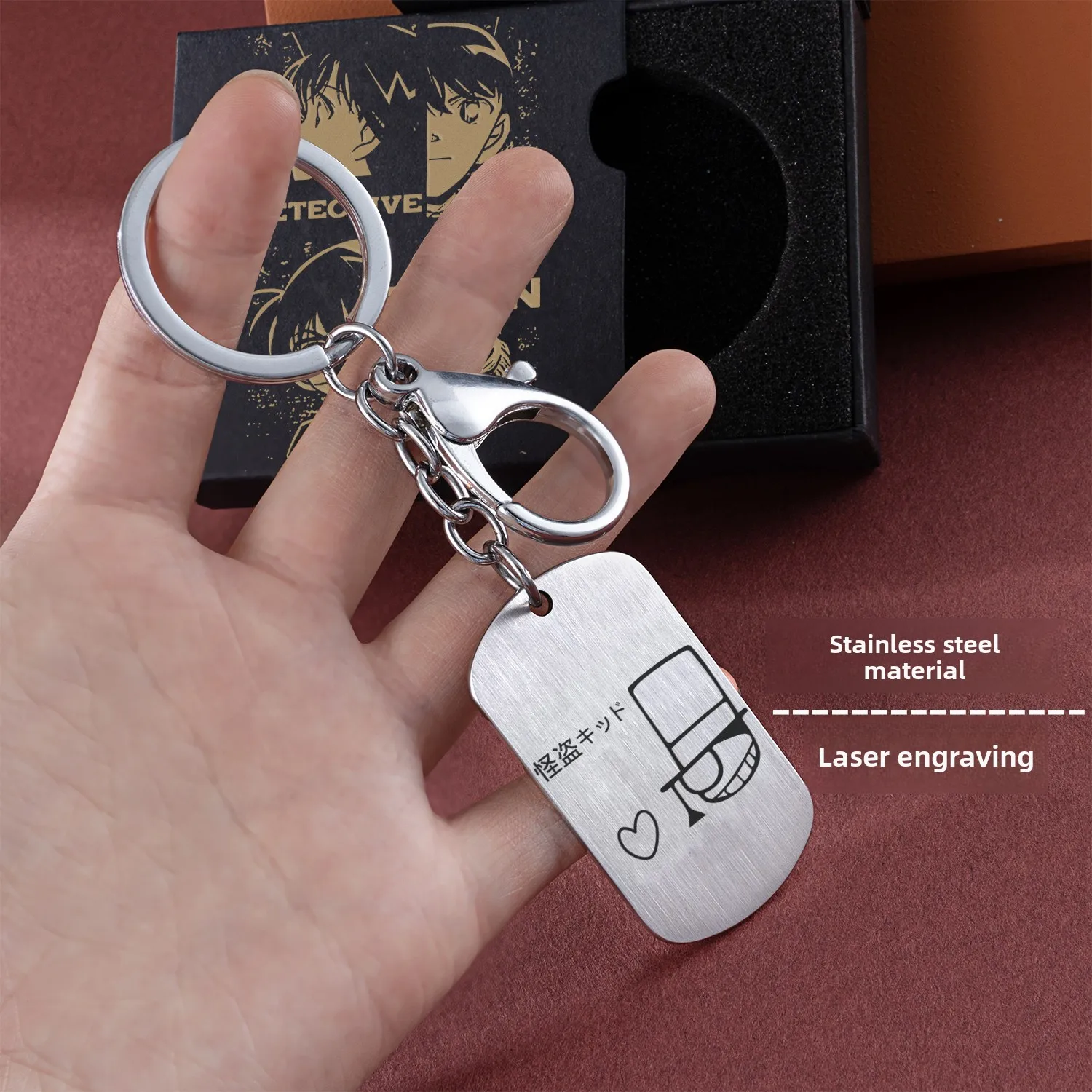 سلسلة مفاتيح معدنية لشخصية المحقق كونان غراي موري شينيتشي، هدية إبداعية، قلادات من الفولاذ المقاوم للصدأ منقوشة، إكسسوارات مف...