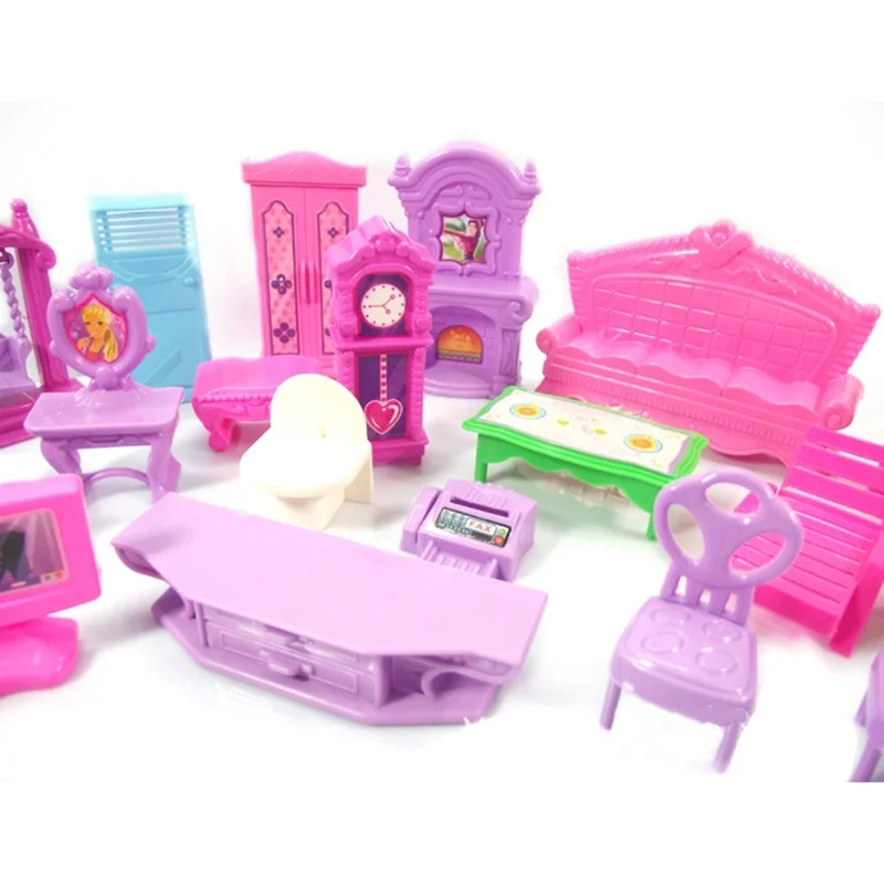 Juego de casa de muñecas de 22 Uds., muebles de plástico, habitaciones en miniatura, juguetes para juego de imitación para bebés y niños