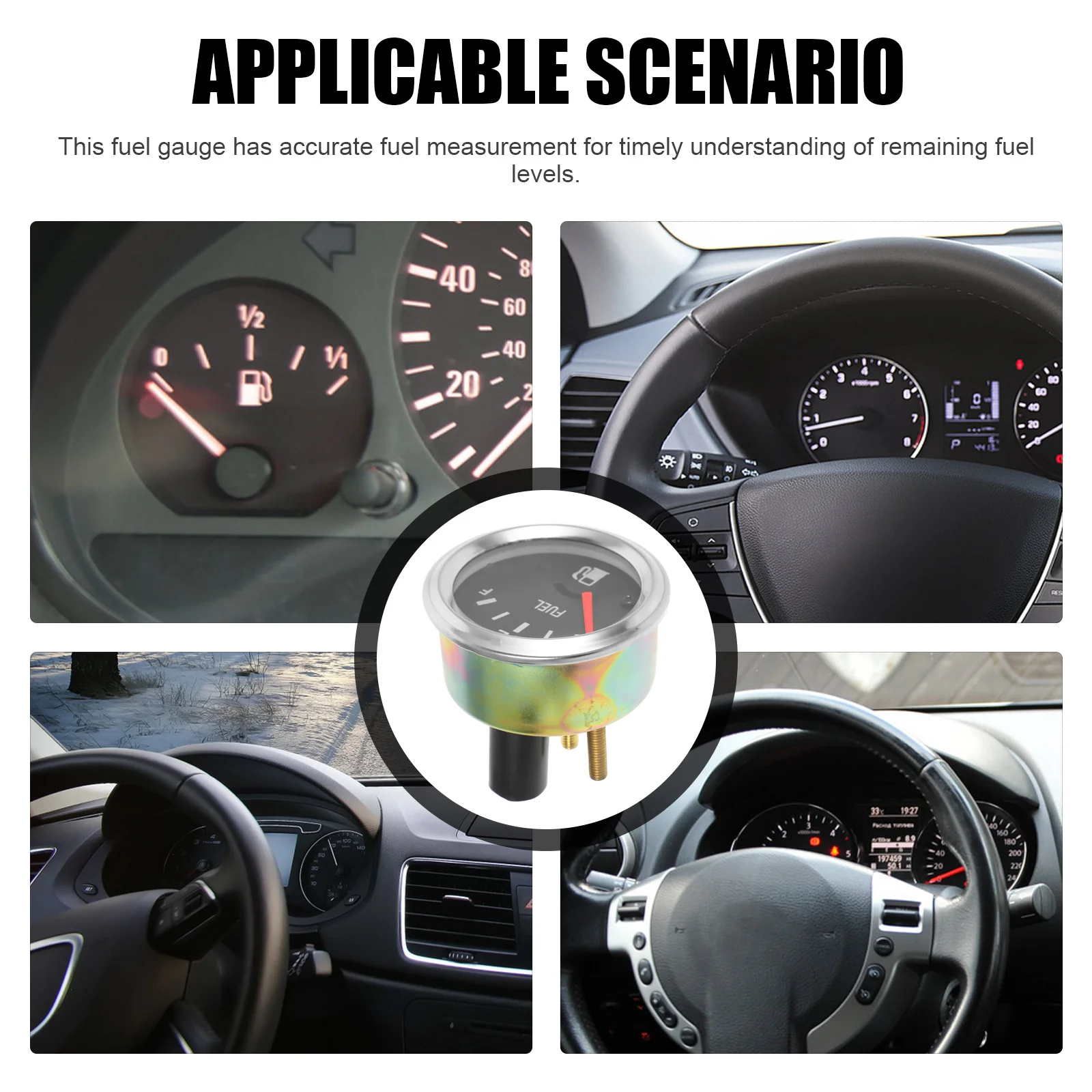 

Universal 12V Fuel Level For Car Metal Automotive Fuel Gauge Accurate Replacement Gauge For Racing Vehicle Boat