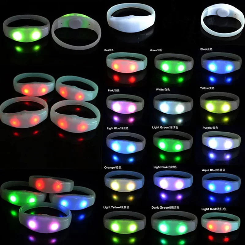 LED Flash Silicone TPU Bracelets, Glowing Wristbands, Working for 24/33 Key Remote Control, Home Party, Wedding Event, 130PCS
