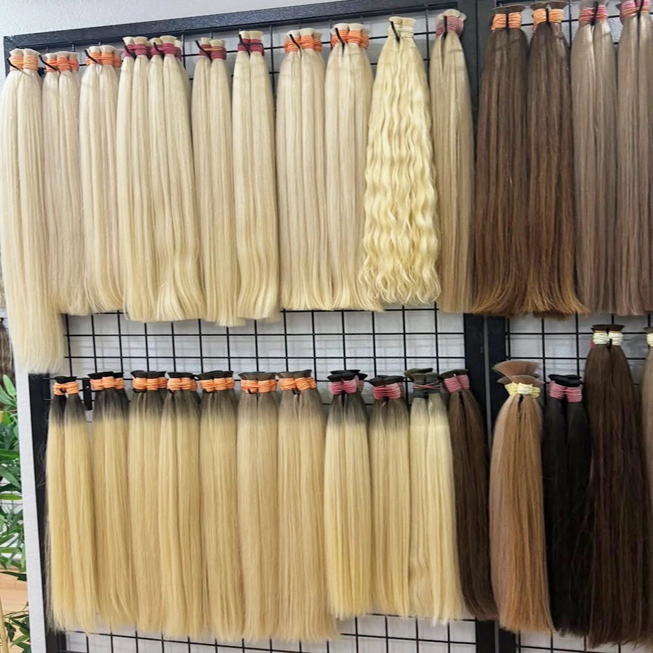 Shinehair Wholesale Straight 16A Double Drawn Hair Bulk 100% Real Human Hair Extensions Highlight Black Hair Bundle Blonde 613