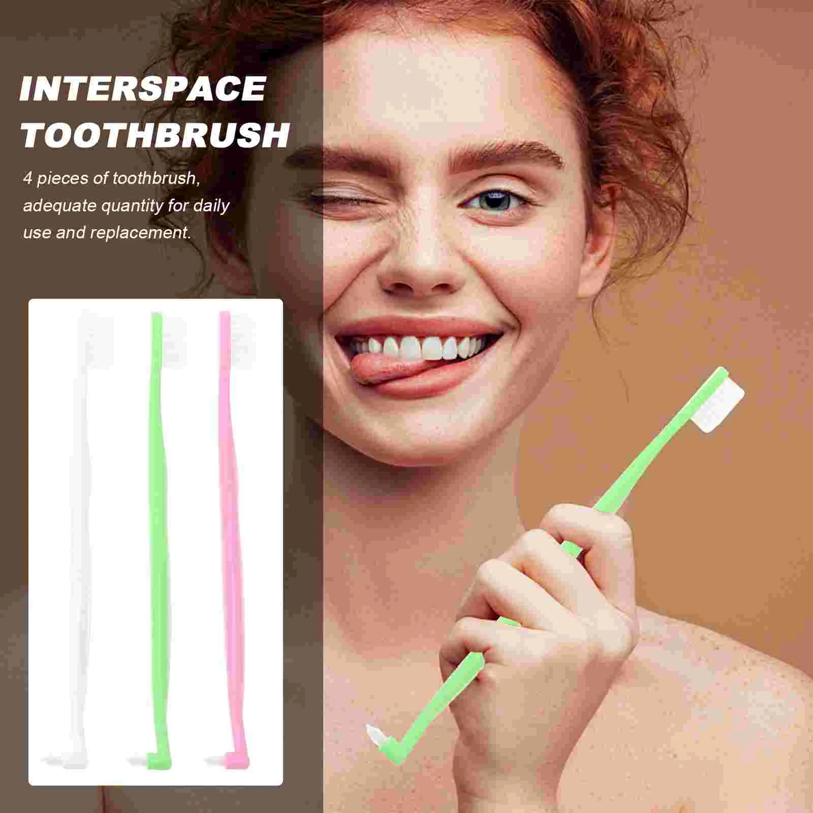 4 ชิ้น Double-Headed Wisdom ฟันแปรง PP วัสดุแปรงสีฟันเรียวสะอาดต้องมี Interdental Dual หัว COZY ผสมสี