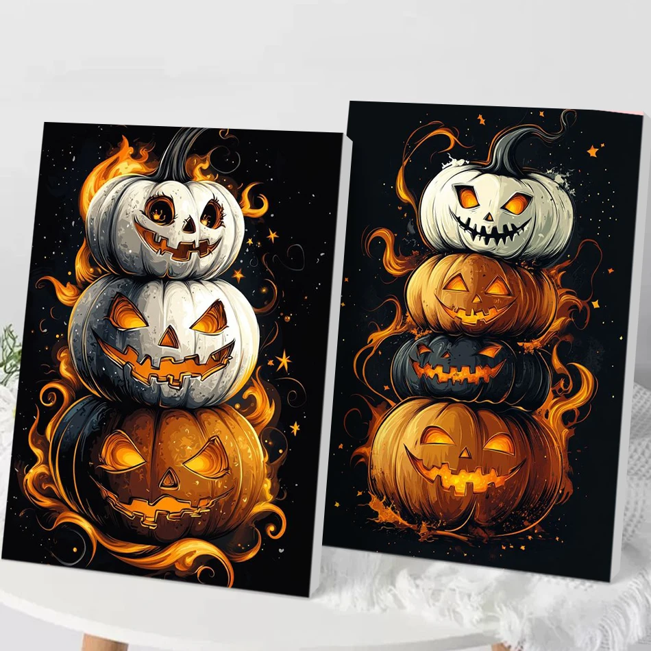 

CHENISTORY Halloween Pumpkin Scenery Painting By Number For Adults HandPainted Picture By Numbers On Canvas Home Decor