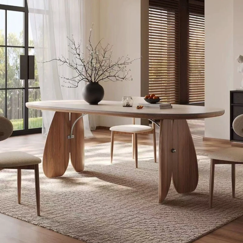 

Обеденные столы из французской каменной плиты, итальянский минималистичный высококачественный обеденный стол из массива дерева, дизайнерская мебель для столовой FYDT