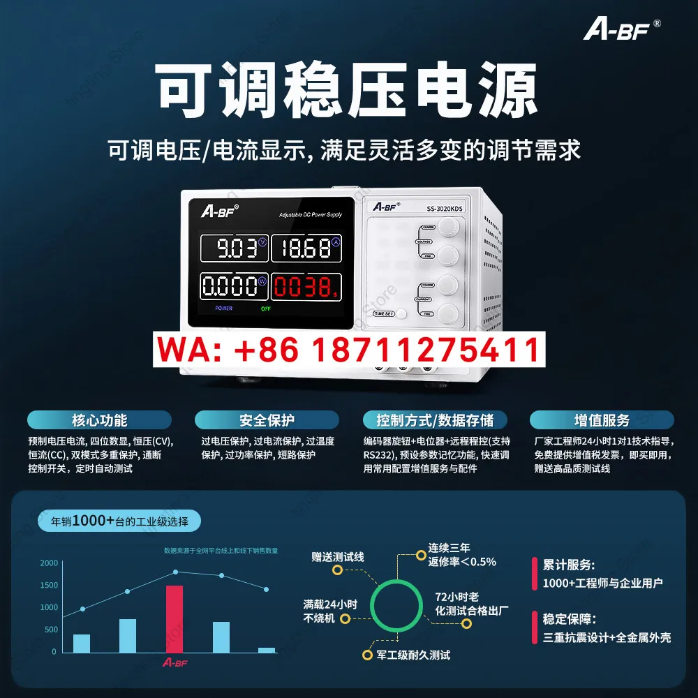 Industrial grade high-power, high-precision adjustable DC stabilized switching power supply with constant voltage and current