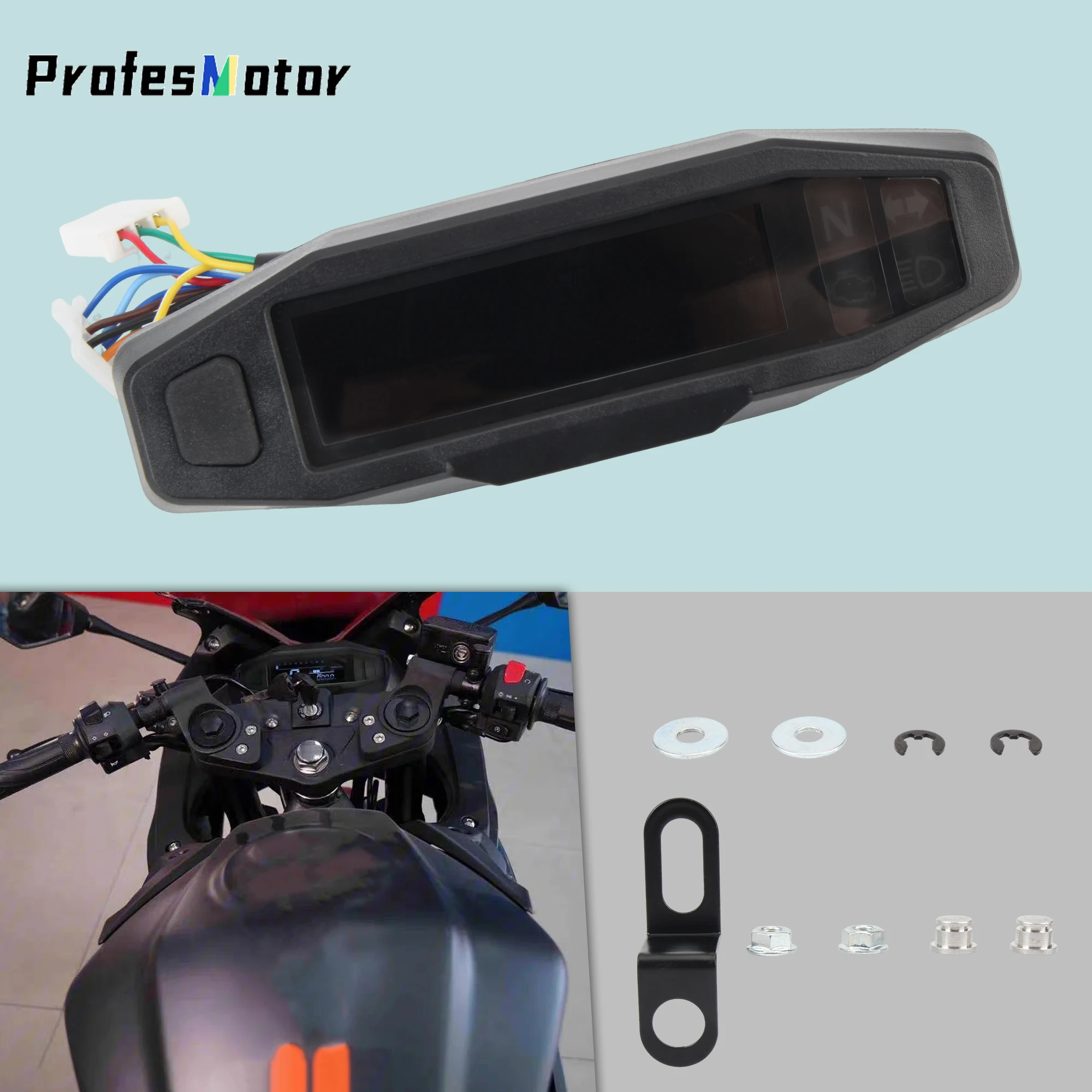 

Universal Digital Instrument LED Tachometer Motor Dashboard Instrument Panel Meter Motorbike Speedometer LCD Display Sensor