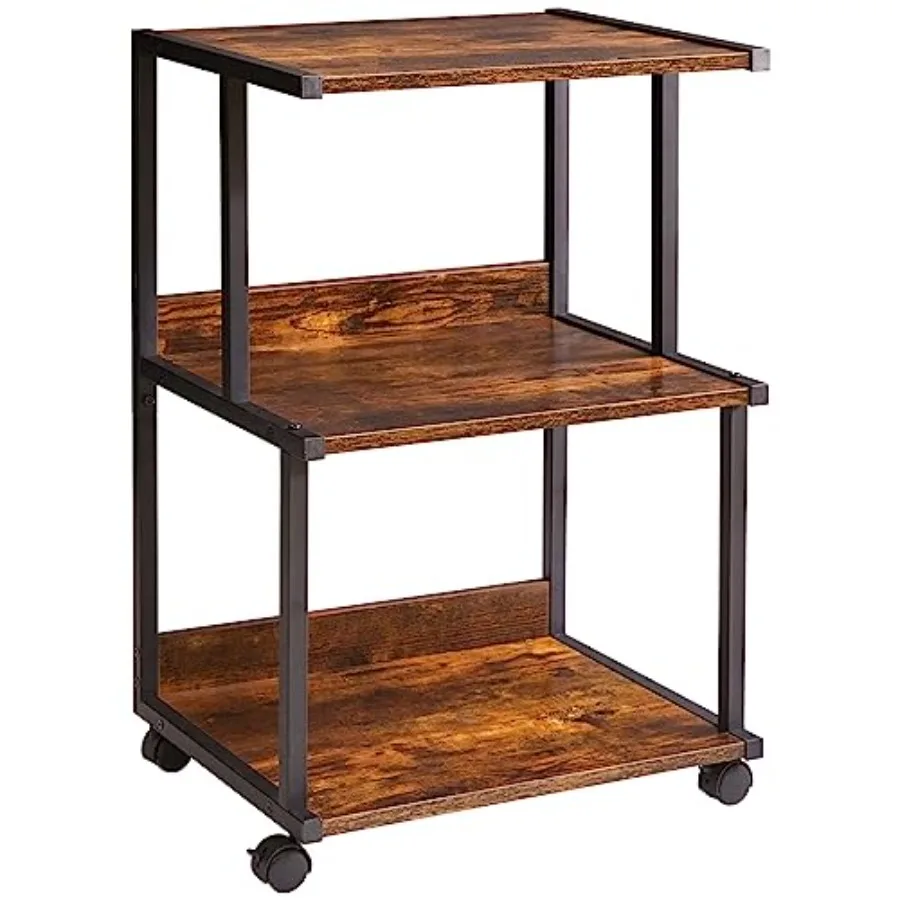 Printer Stand with Storage Shelf, 3 Tier Printer Table with Wheels, Printer Cart for Home Office Organization, Rolling Cart Sta