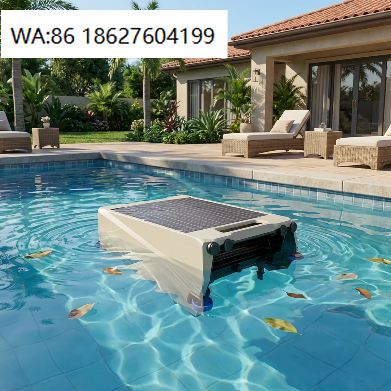 Pool Surface Cleaner Visual Navigation No Boundary Line Automatic Mowing Solar Powered Robotic