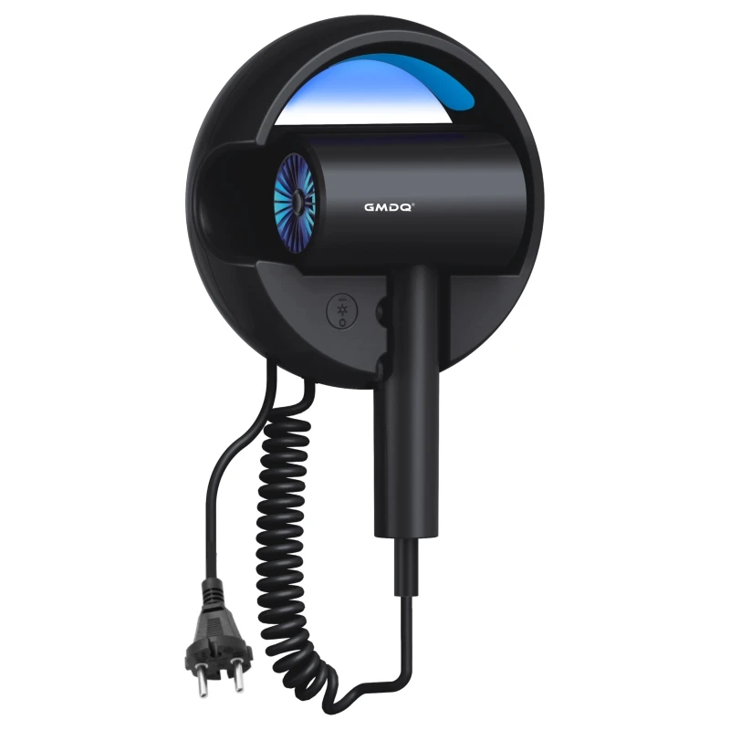 GMDQ – sèche-cheveux mural 1800W, Protection contre la surchauffe, prise européenne 220V, Design moderne blanc/noir, adapté à la maison/bureau/chaud