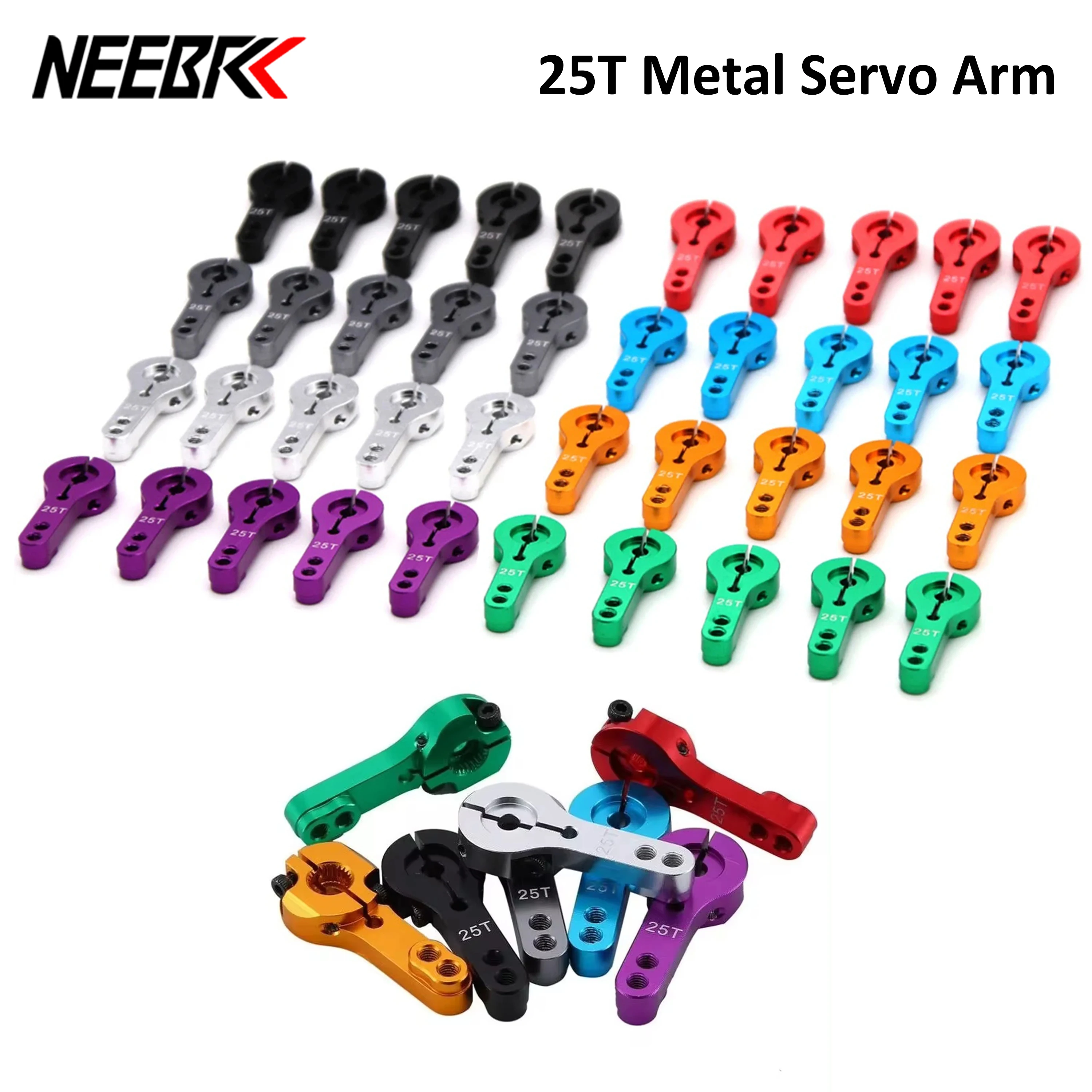 NEEBRC 25T M3 Threads Metal Aluminum Upgraded RC Servo Arm for 1/10 1/14 RC Car HSP Axial SCX10 Wltoys JX SPT Parts Accessories