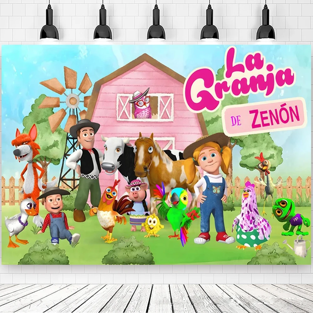 La Granja De Zenon Green Grass Chicken Farm Theme Party Background Custom decorare Kid 1st Birthday Baby Shower Photography Prop