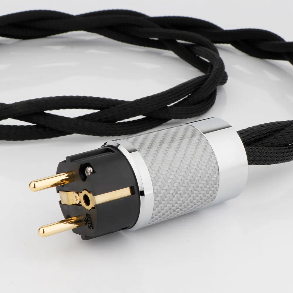 HiFi 3 النوى 5N OCC سلك فضي مضخم الصوت ألياف الكربون الروديوم تصفيح المكونات PTE بيرد اوديوفيلي كابل الطاقة لمكبر للصوت