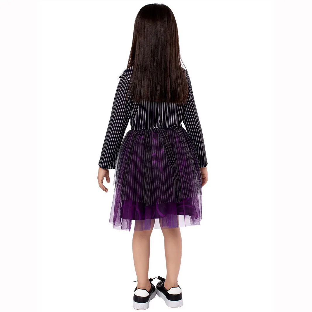 Halloween Nightmare Before Christmas Girls Horror Jack Dress Set Skeleton Halloween Cosplay Holiday Costume Party Purple Costume