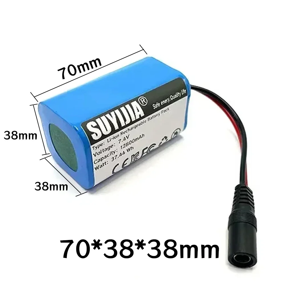 7.4V 12800mAh 18650 Batteries for T188 2011-5 T888 V007 H18 C18 Remote Control Fishing Bait Boats Spare Parts Bicycle Headlights