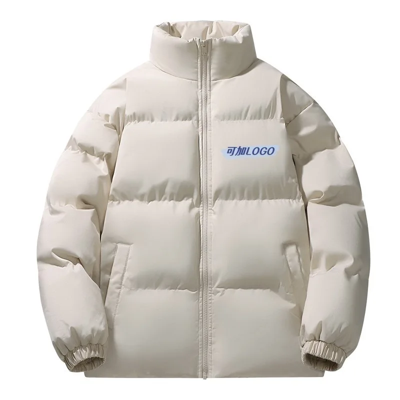 

Loose Men's Cotton Jaet Winter Warm Bread Sle Coat Pure Color Long Zipper No Hood Youth Trendy Faion Chinese Production