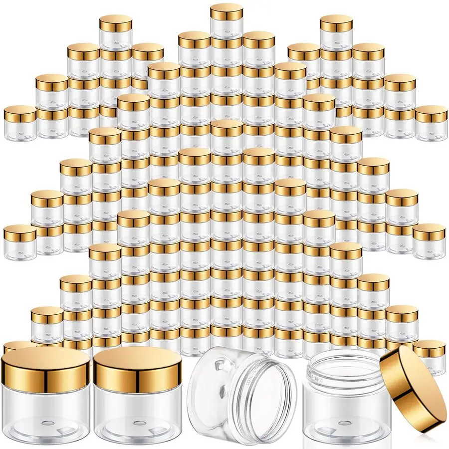 

100 шт. пластиковых баночек с крышками, маленькие контейнеры с широким горлышком для лосьонов, кремов, страз, бальзамов для тела