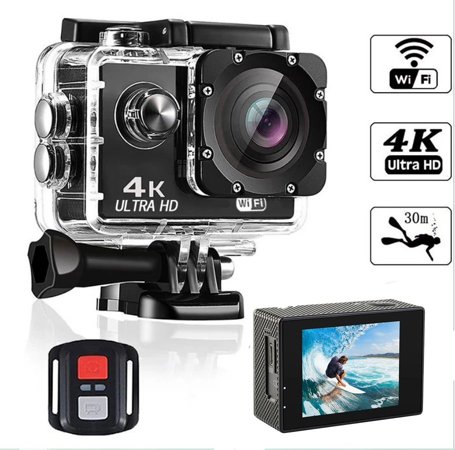 New Action Camera Ultra HD 4K/1080P 30fps WiFi 2.0-inch 170D Underwater Waterproof Helmet Video Recording Cameras Sport Cam