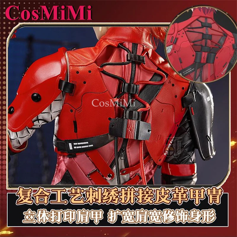 CosMiMi 게임 폭풍우 파도 흉터 코스프레 코스튬 패션 레드 유니폼 남성 풀 세트, 카니발 파티 역할 놀이 의류, S-XXL 신제품