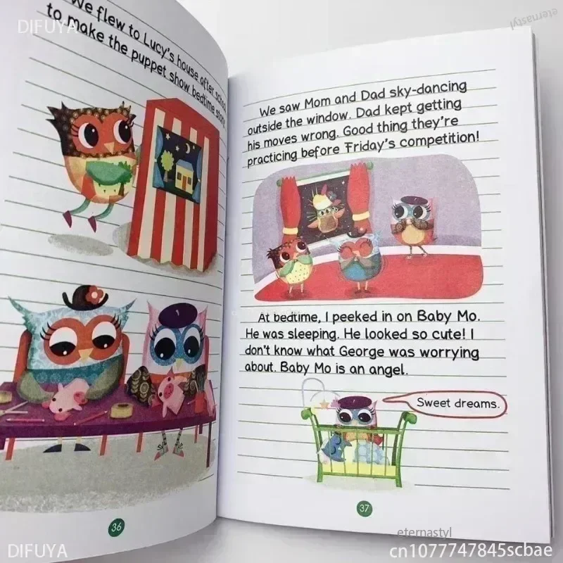 17 كتابًا/مجموعة مذكرات البومة الإنجليزية كتاب صور للأطفال التعليم المبكر الطفولة تعلم الكتابة مذكرات الفتيات سن 6-12 سنوات كتب