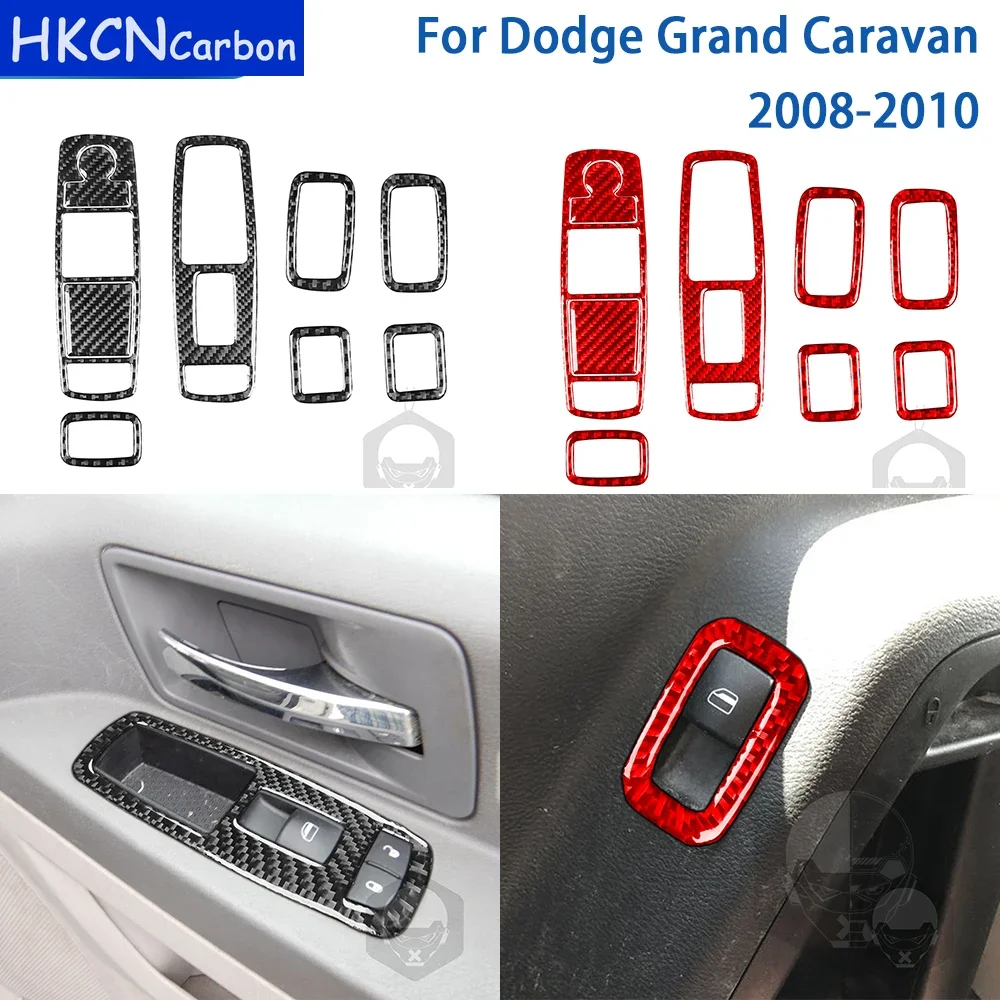 

For Dodge Grand Caravan 2008 2009 2010 Accessories Carbon Fiber Car Interior Window Lift Control Panel Trim Sticker