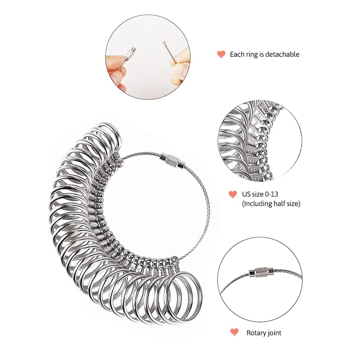 CXZD-Ring Sizer Measuring Tool Set with Magnifying Glass, for Ring Repair