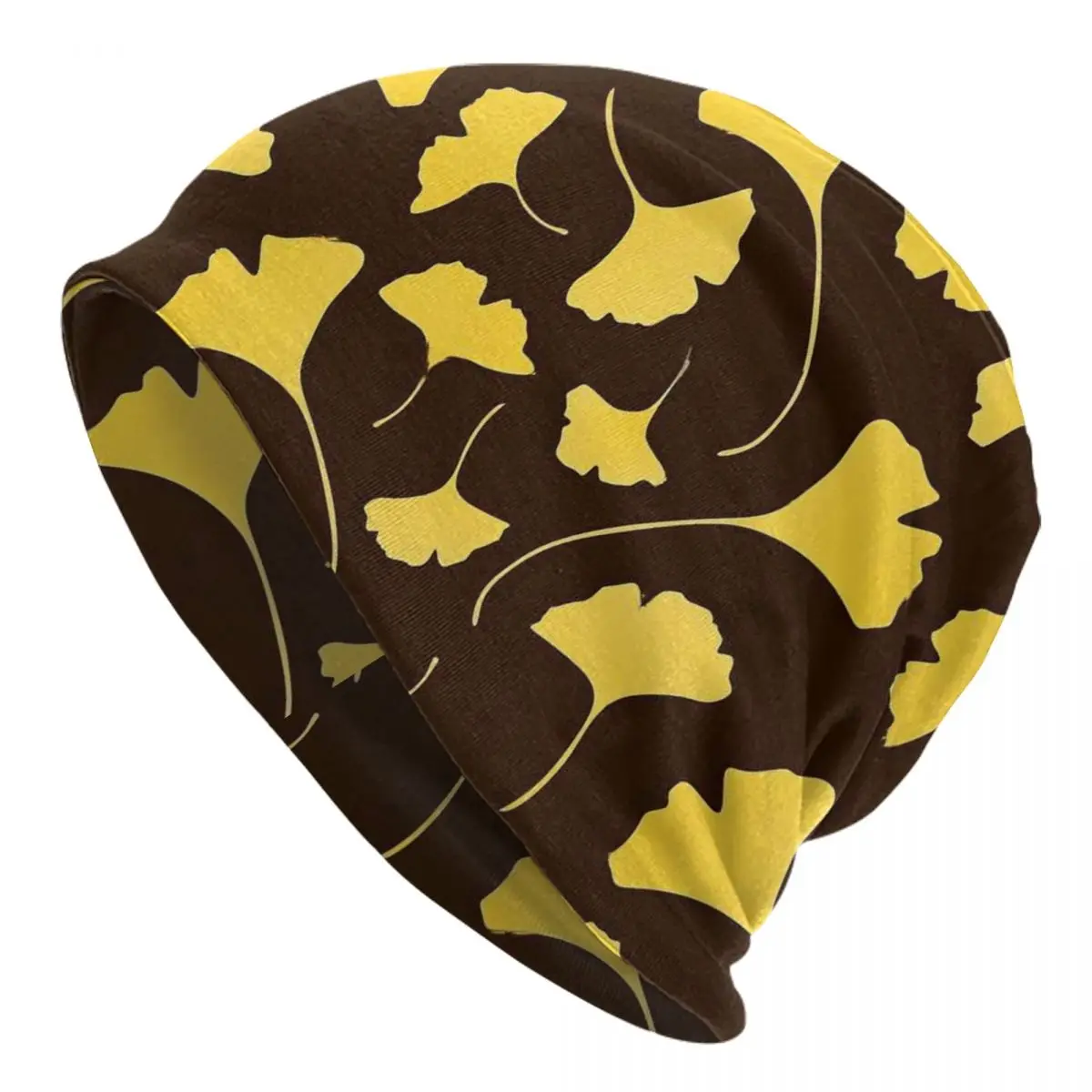 Yellow Ginkgo Biloba Beanie Hats Leaves Print Bonnet Hats Men Women Trendy Outdoor Sport Knit Hat Autumn Winter Pattern Caps