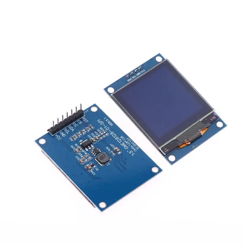 Совместимый с STM32, 1,5-дюймовый белый OLED-экран 128x128, 4-контактный IIC, драйвер SH1107, включает в себя 4PIN и 7-контактный разъем