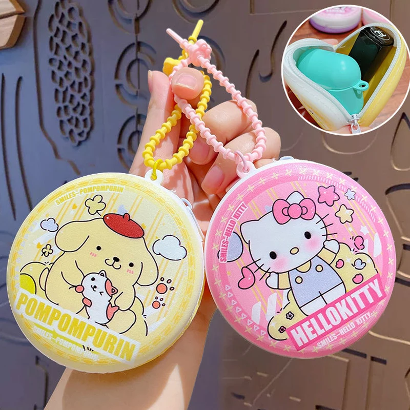 Cartoon Sanrio Hello Kitty Cinnamoroll Kuromi Melody Coin Purse Storage Bag Keychain Doll Pendant Cute Accessories Gift